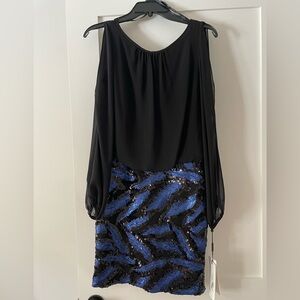 Calvin Klein Black and Blue Sequin Dress